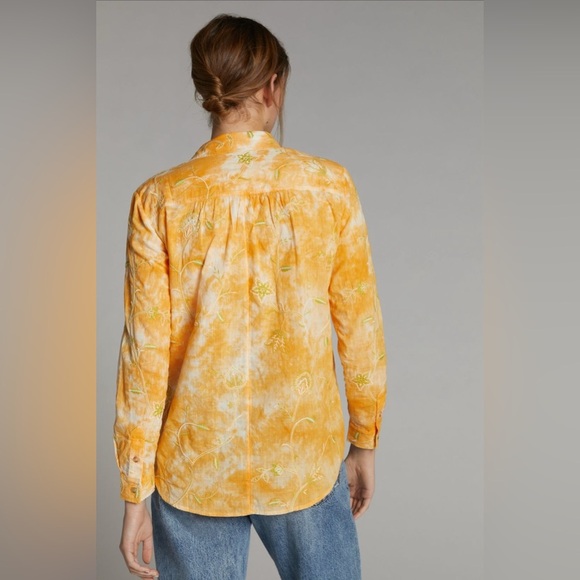 NWT! Anthropologie Orange Pilcro The Cate Classic Buttondown - Size Large 🍍 - Picture 4 of 8